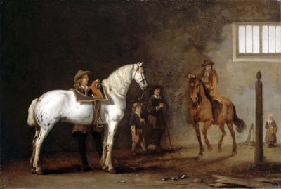 Caballo Blanco en una Escuela de Equitación de Abraham van Calraet